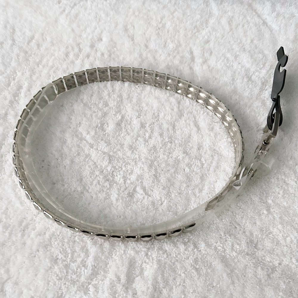 ✨NEW✨  Clear plastic silver studded belt metal punk rock studded belt clear belt - Picture 2 of 5